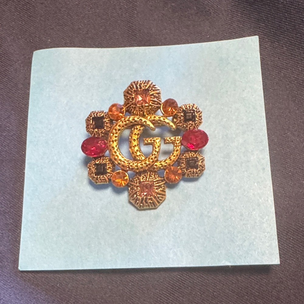 Gold and Multicolor Brooch - Picture 3 of 3